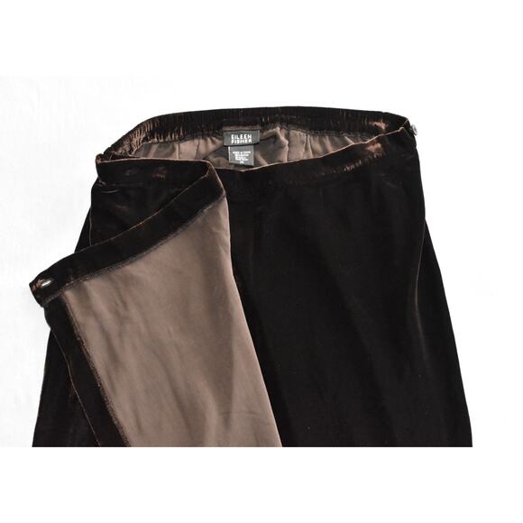 B2 Auth EILEEN FISHER Brown Velvet LS Blouse And Wrap Skirt 2 Pc Set Size M - Picture 7 of 7